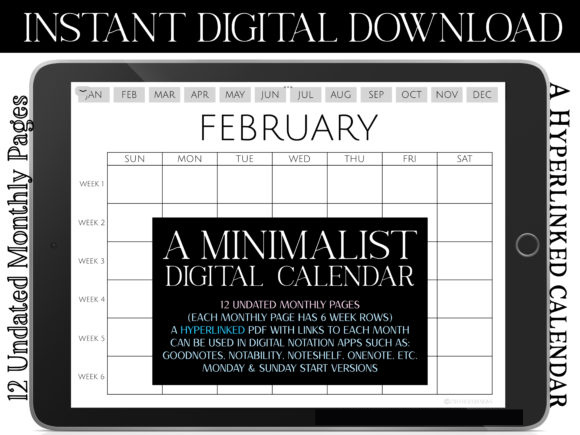 Minimalist Monthly Goodnotes Calendar - Image 3