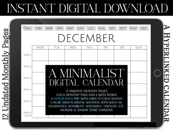 Minimalist Monthly Goodnotes Calendar - Image 4