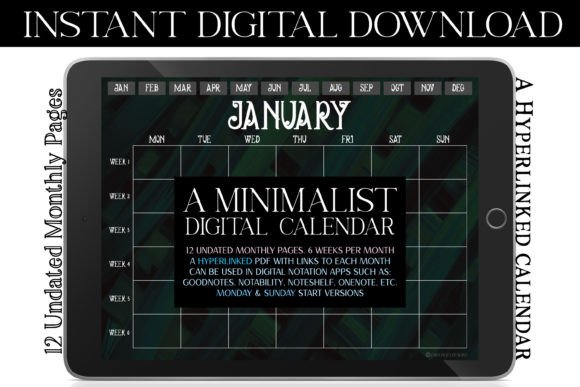 Gothic Green Digital Monthly Planner