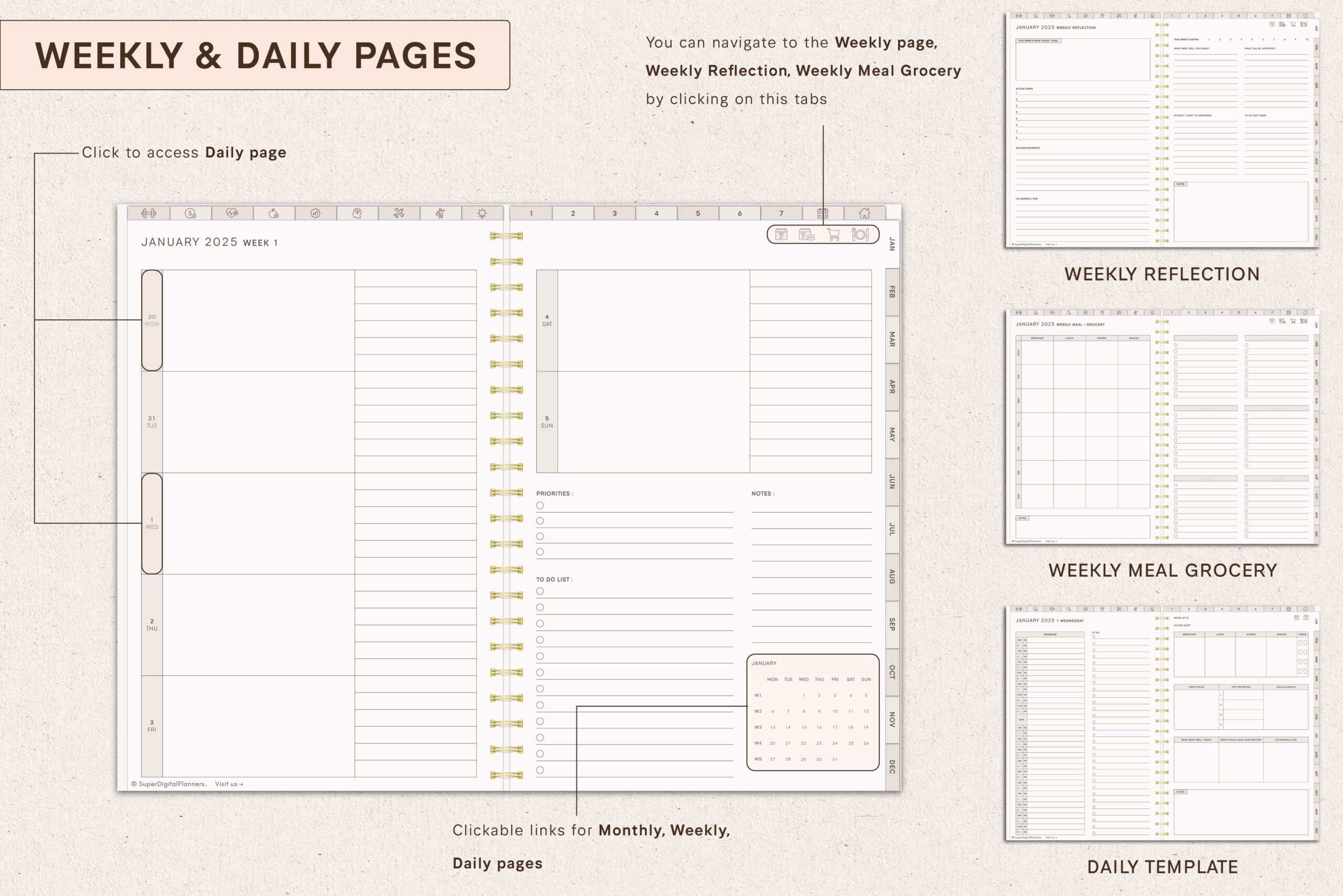 2025 Digital Planner - Monday and Sunday - Image 5