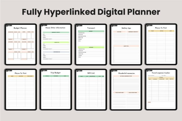 2025 Travel Digital Planner Canva, Fully Hyperlinked Digital Planner - Image 2