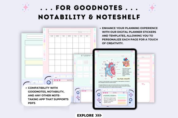 Digital Notebook Hyperlinked Goodnotes, Student Notebook - Image 6